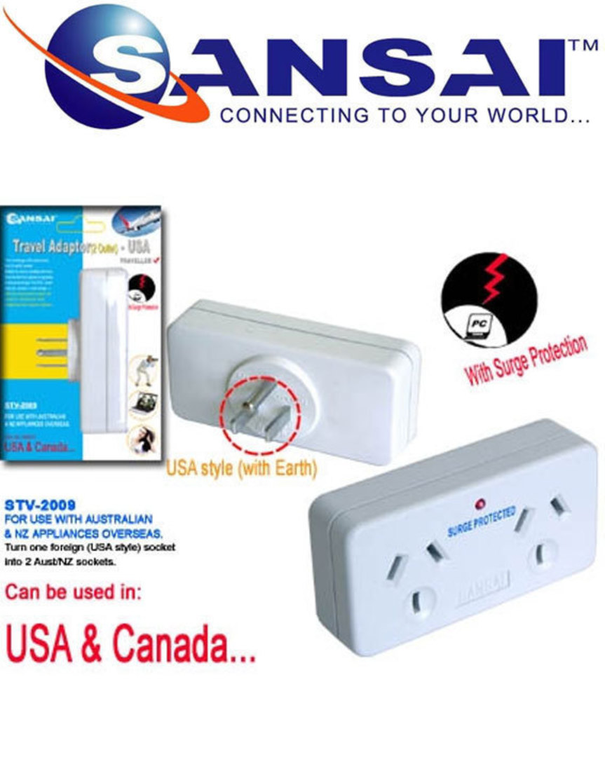 Travel Double Adaptor for NZ to USA Canada image 0
